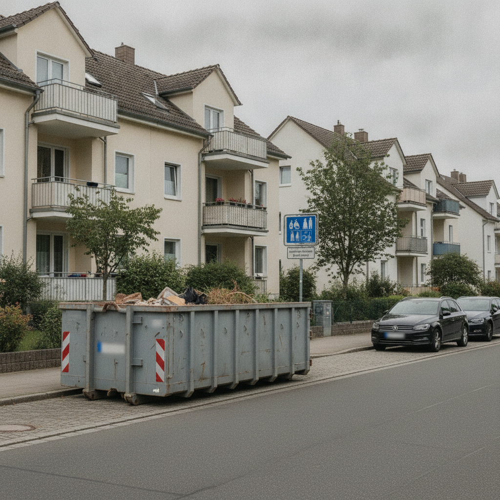 Absetzcontainer auf oeffentlicher Verkehrsflaeche
