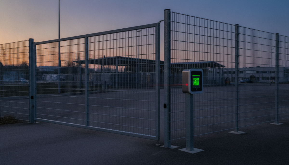 Automatisches Tor eines Recyclinghofs mit Scanner