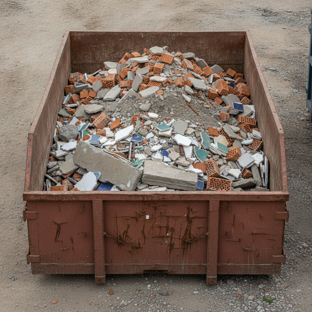 Sortenreiner Bauschutt in einem Container