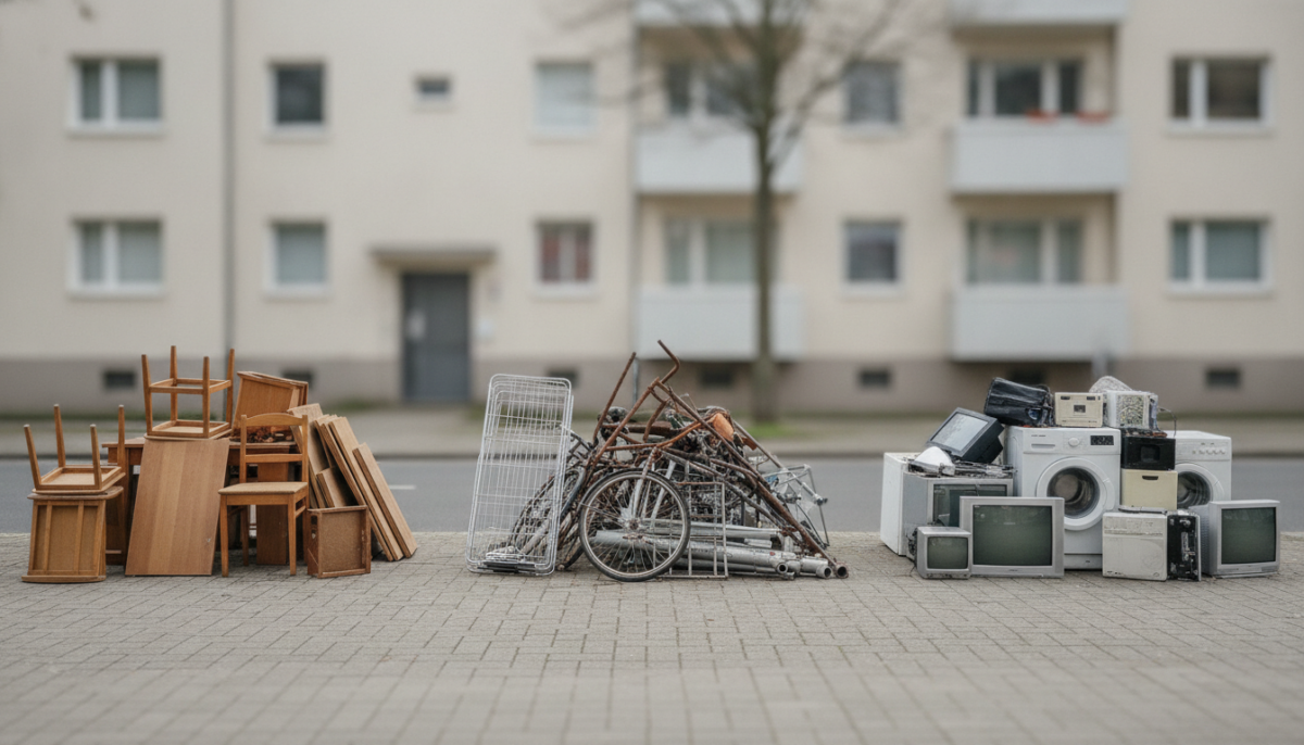 Nach Materialien getrennt bereitgestellter Sperrmuell