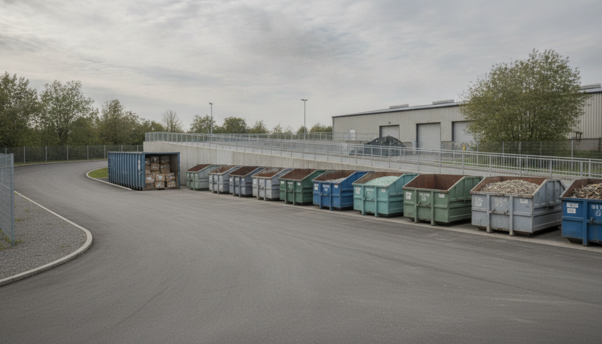 Kommunale Entsorgungsstation mit Containern