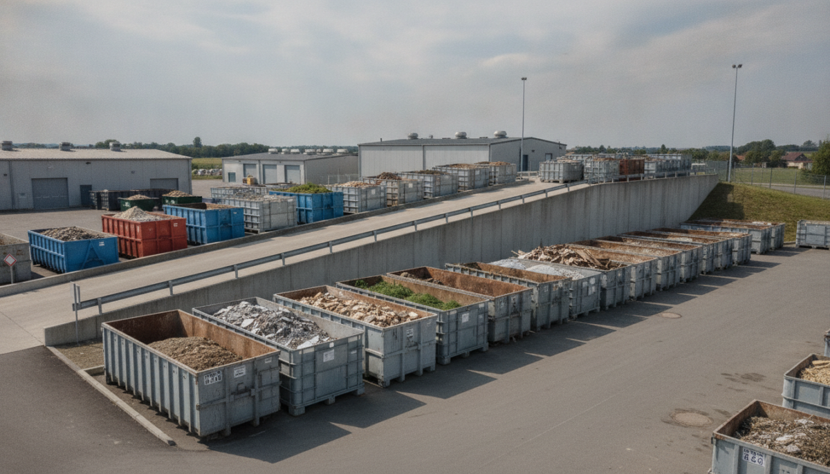 Kommunale Entsorgungsstation mit Containern