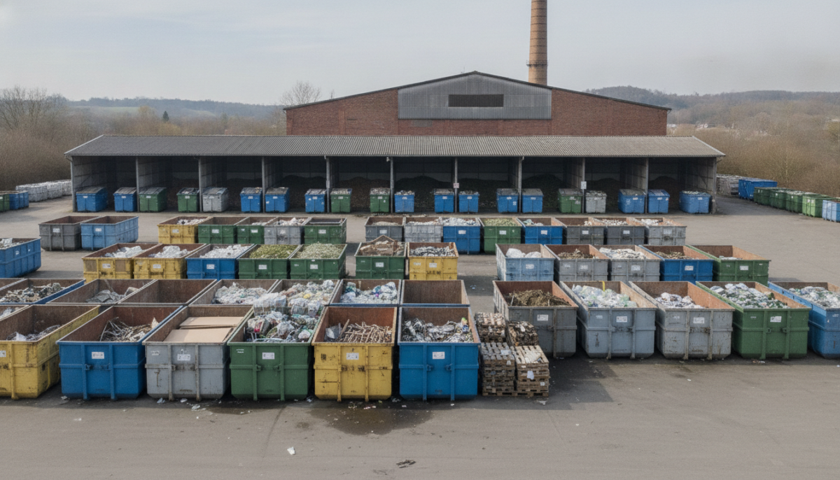 Kommunaler Recyclinghof mit Containern