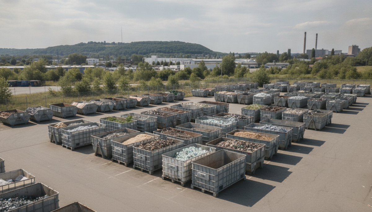 Kommunaler Recyclinghof mit Containern