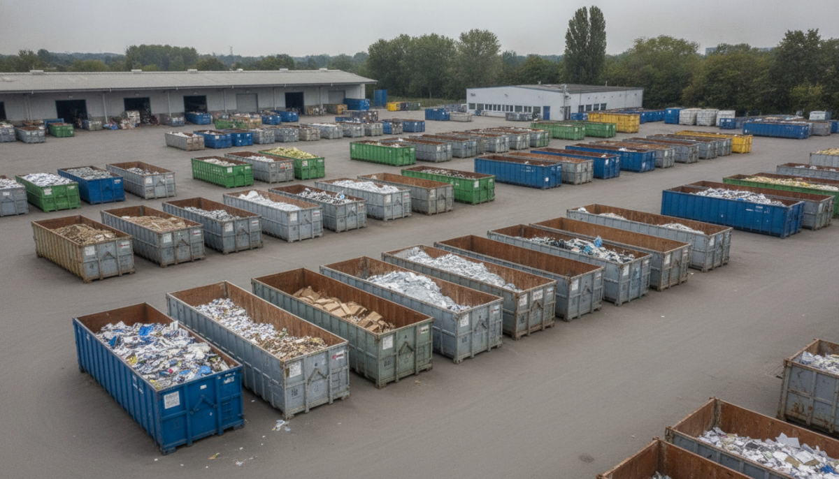 Kommunaler Recyclinghof mit Containern