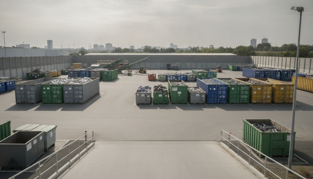 Grosser staedtischer Recyclinghof mit mehreren Annahmestellen