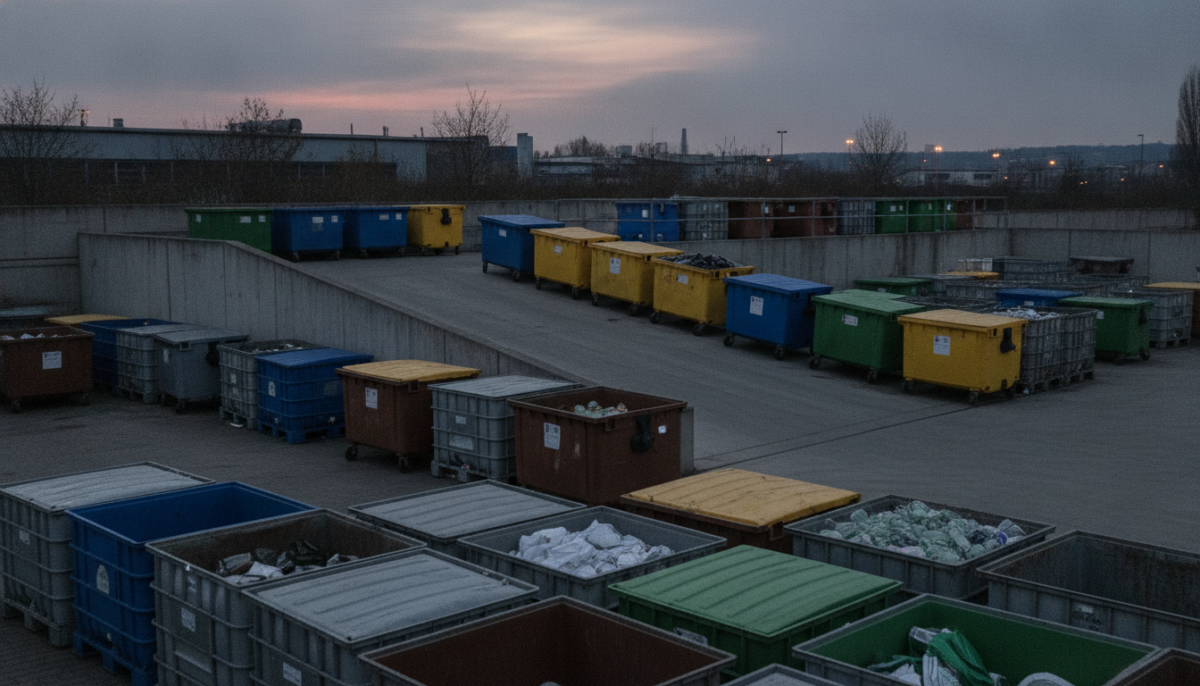Grossstaedtisches Wertstoffcenter mit Containern