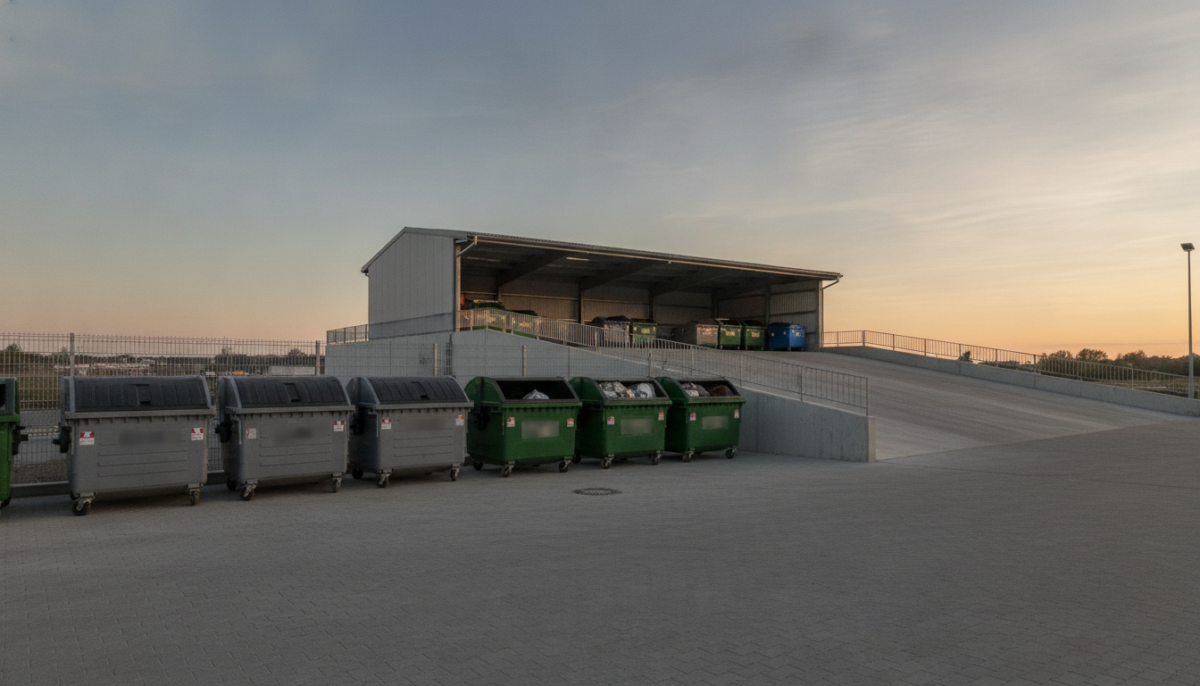 Grossstaedtisches Wertstoffcenter mit Containern