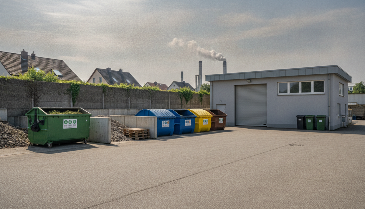 Kleiner kommunaler Wertstoffhof an einem Bauhof
