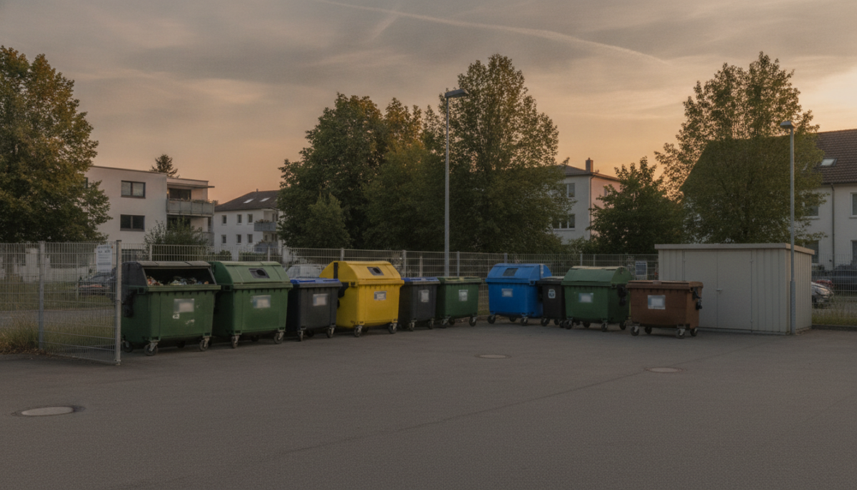 Kleiner kommunaler Wertstoffhof mit Containern