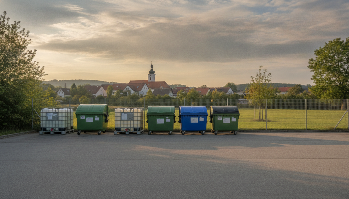 Kleiner kommunaler Wertstoffhof mit Sammelcontainern