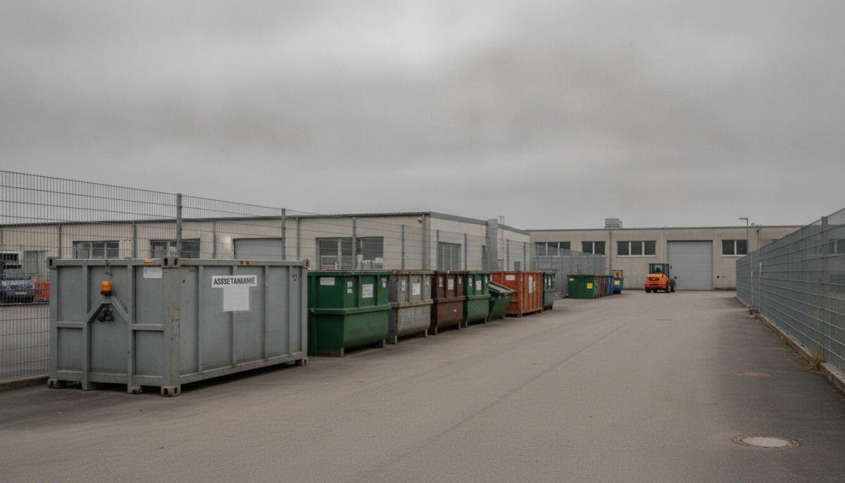 Kommunale Entsorgungsanlage mit Containern