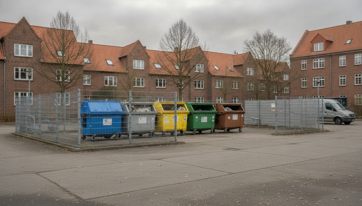 Kommunale Recycling-Station mit Containern