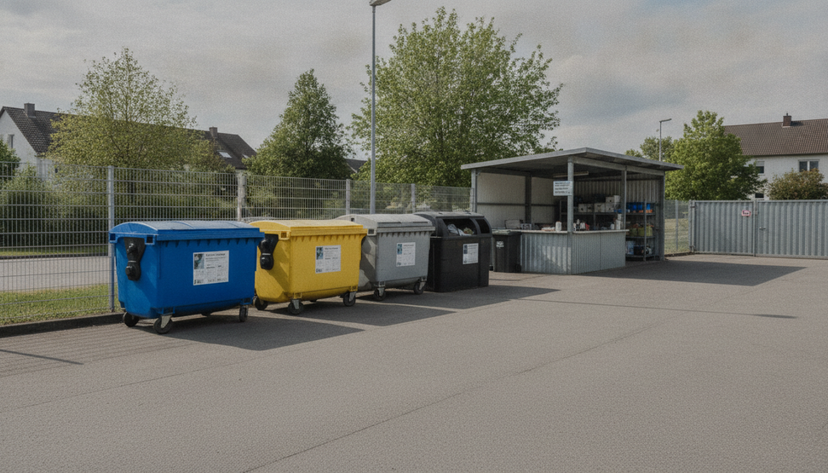 Kommunale Wertstoffstation mit Containern