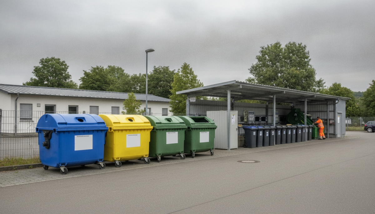 Kommunale Wertstoffstation mit Containern