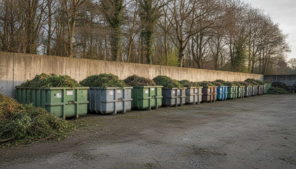 Kommunaler Sammelplatz mit Containern