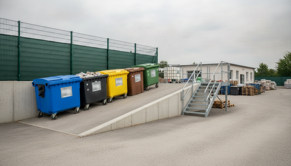 Kommunaler Recyclinghof mit Containern