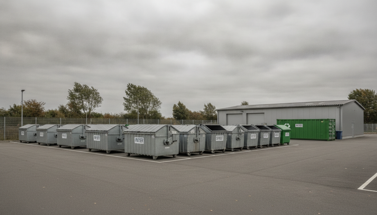 Kommunaler Recyclinghof mit Containern