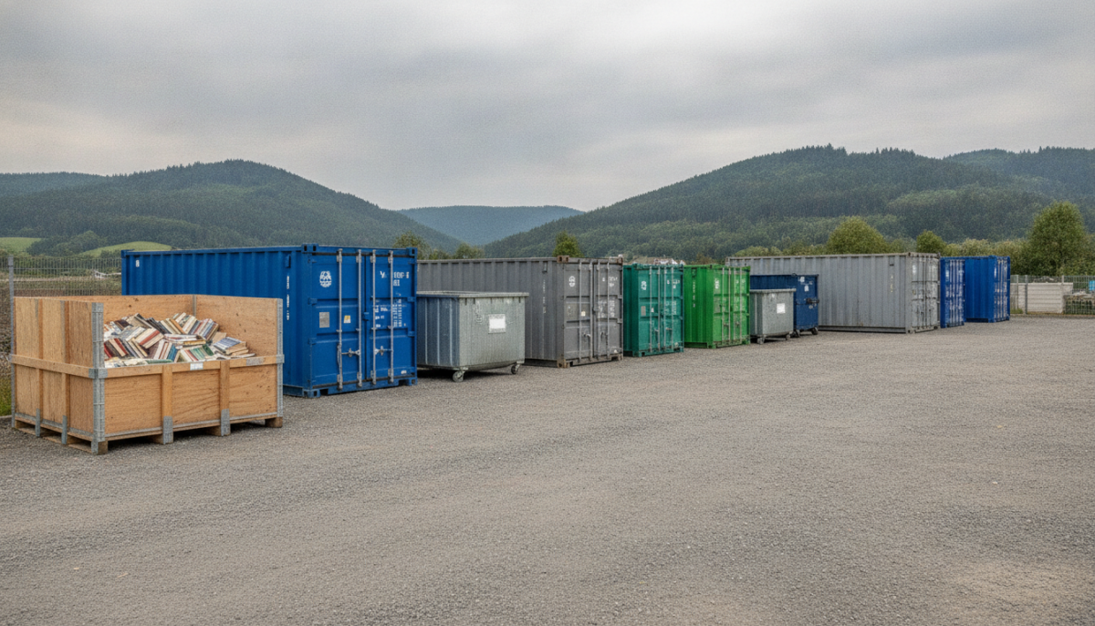 Kommunaler Recyclinghof mit Containern