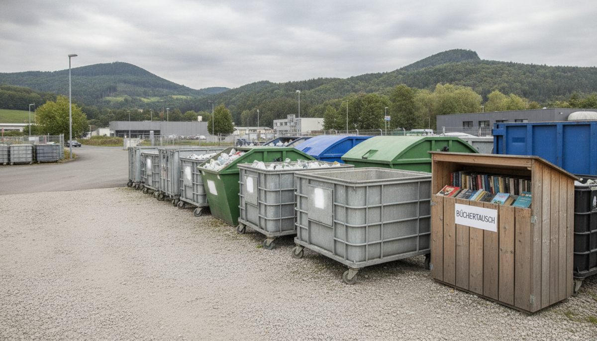 Kommunaler Recyclinghof mit Containern