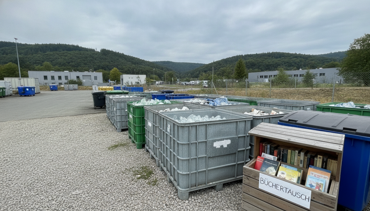 Kommunaler Recyclinghof mit Containern