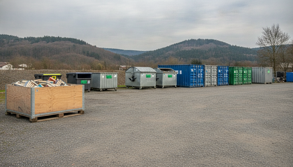 Kommunaler Recyclinghof mit Containern