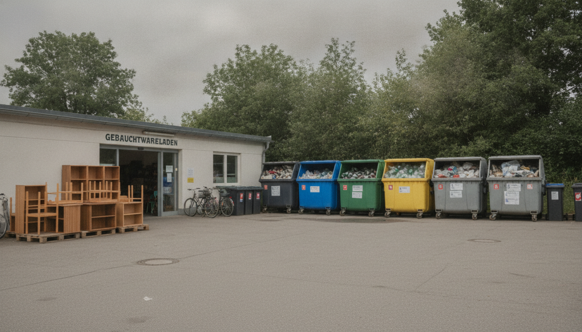 Kommunaler Recyclinghof mit Containern