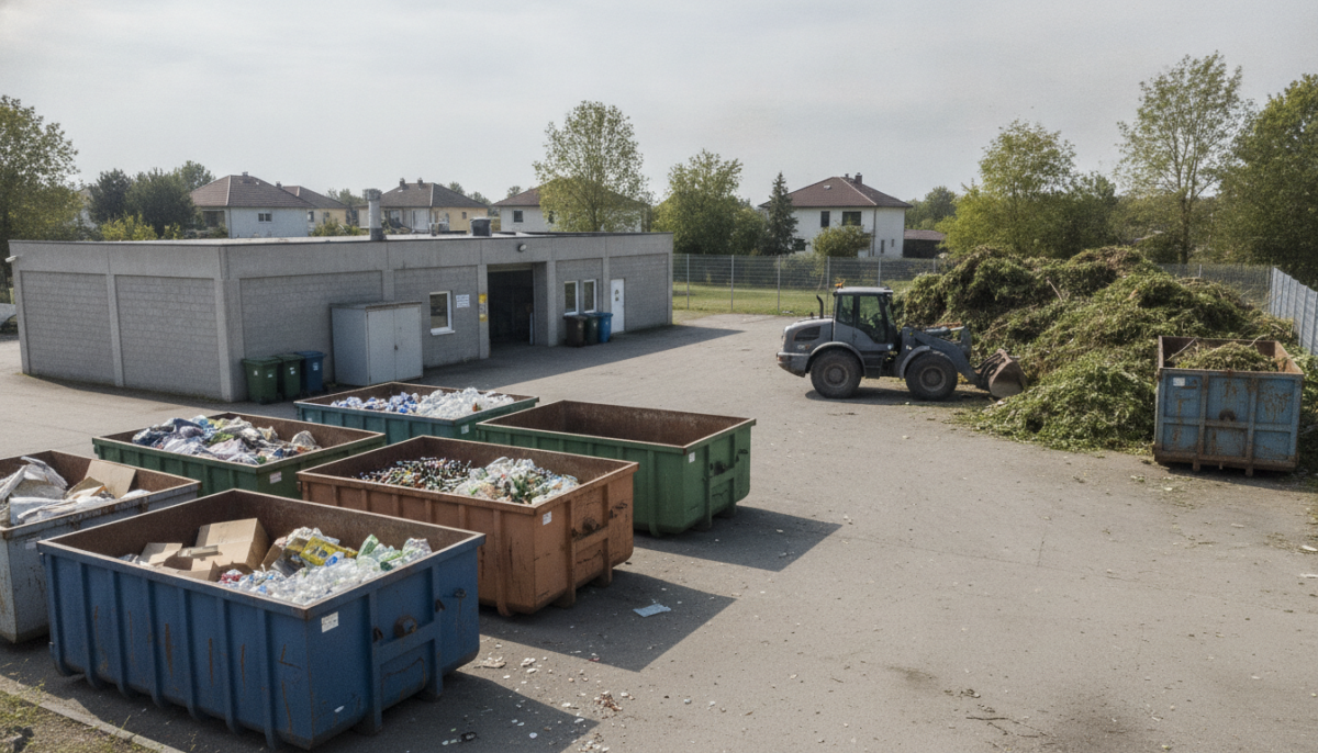 Kommunaler Recyclinghof mit Containern