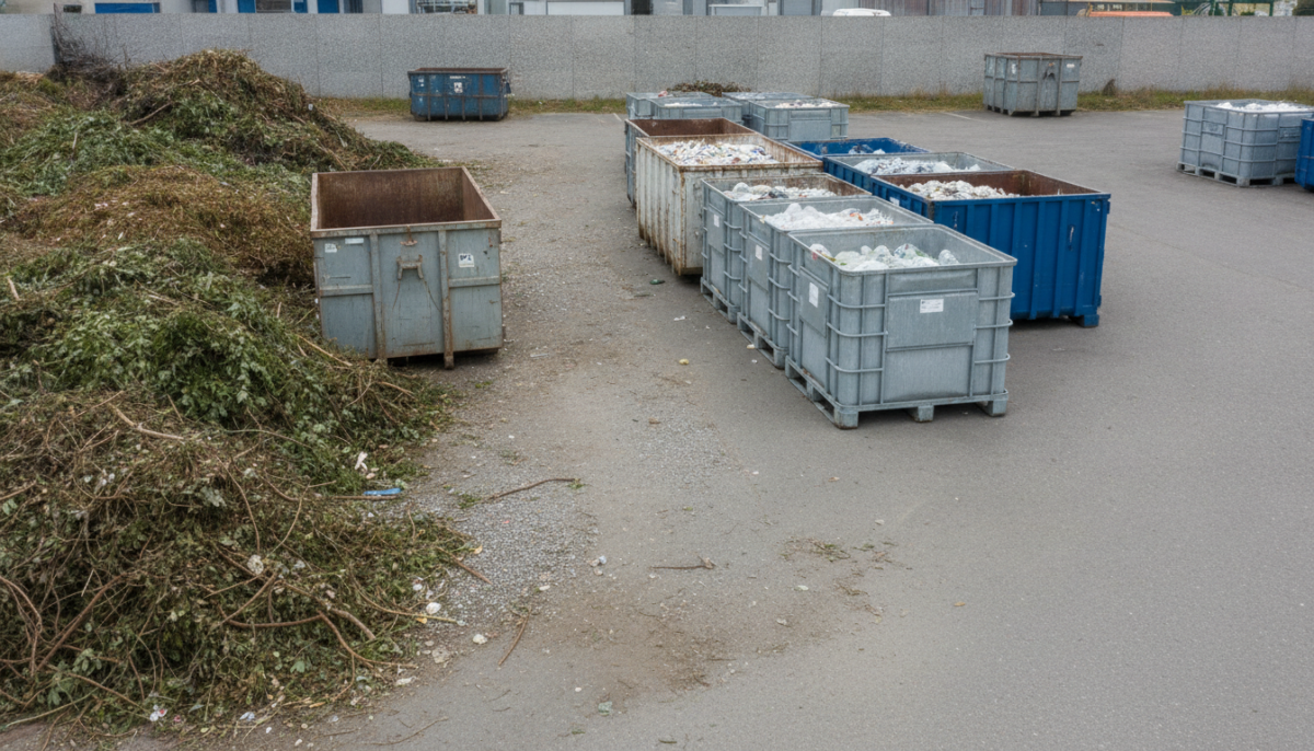 Kommunaler Recyclinghof mit Containern