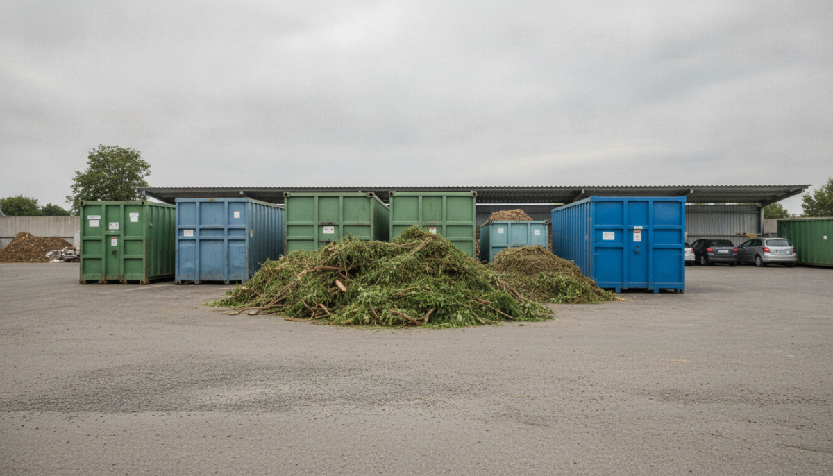 Kommunaler Recyclinghof mit Containern
