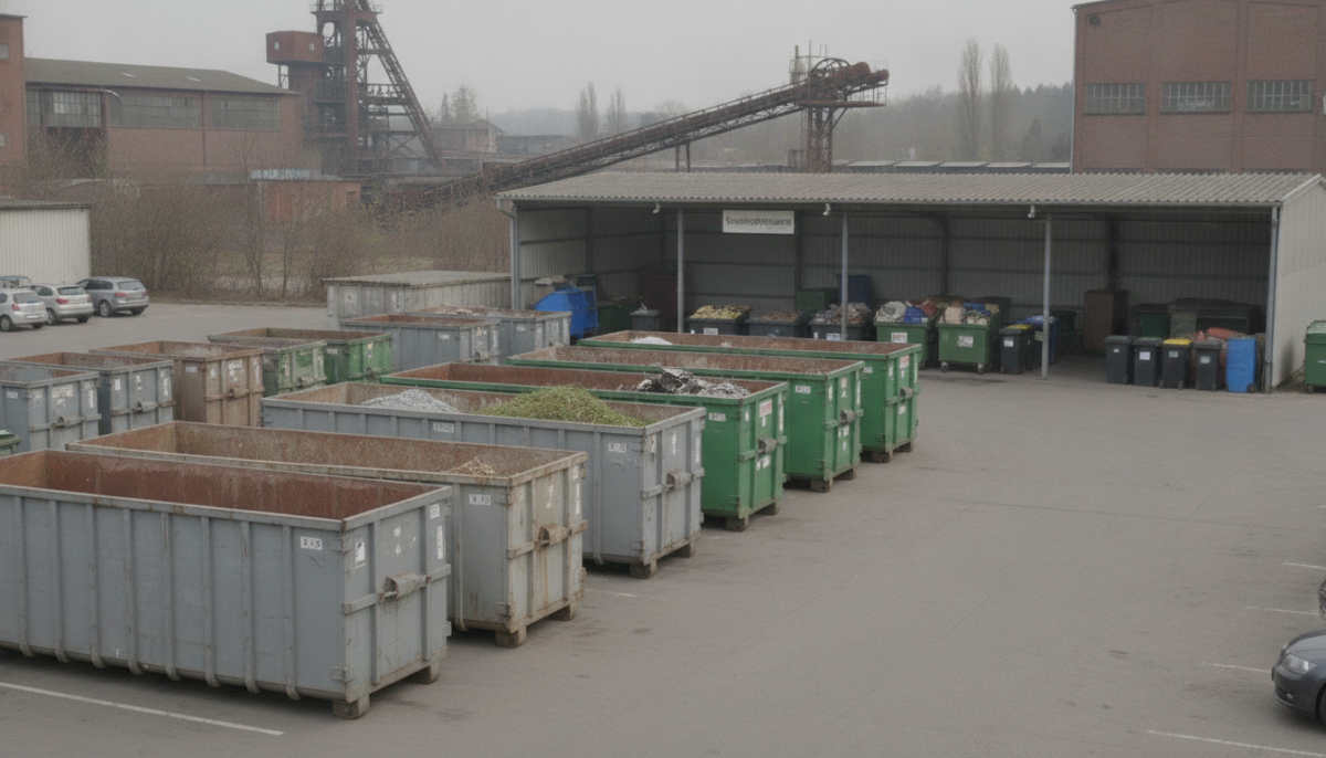 Kommunaler Recyclinghof mit Containern