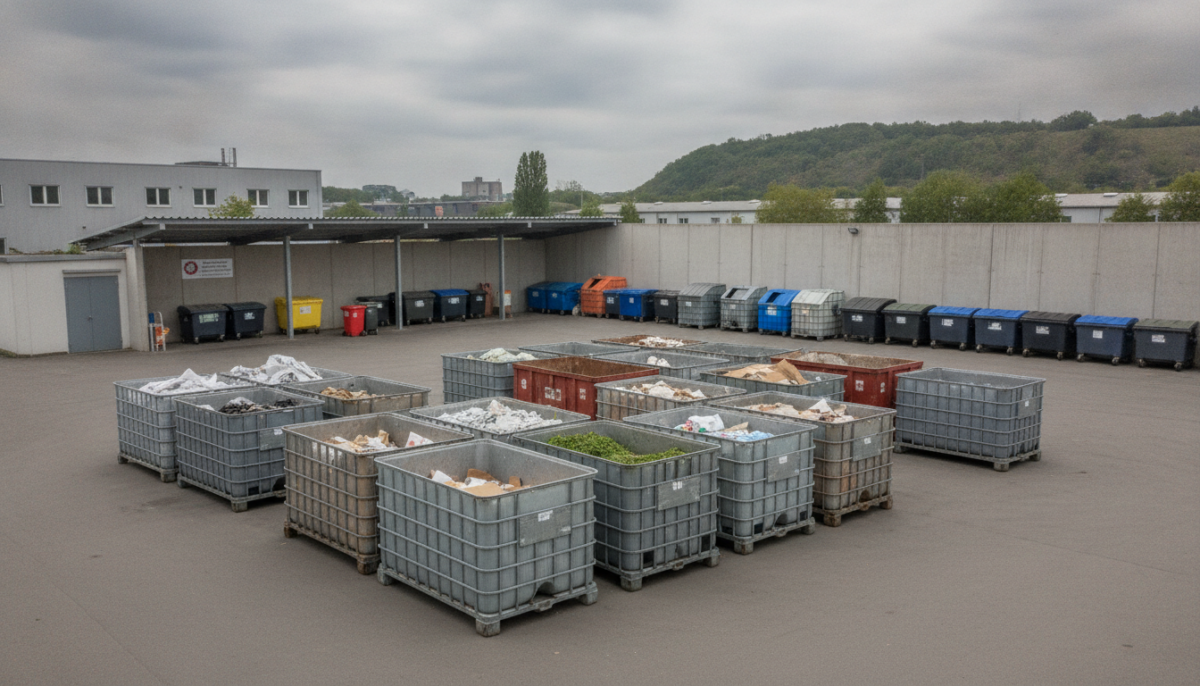 Kommunaler Recyclinghof mit Containern