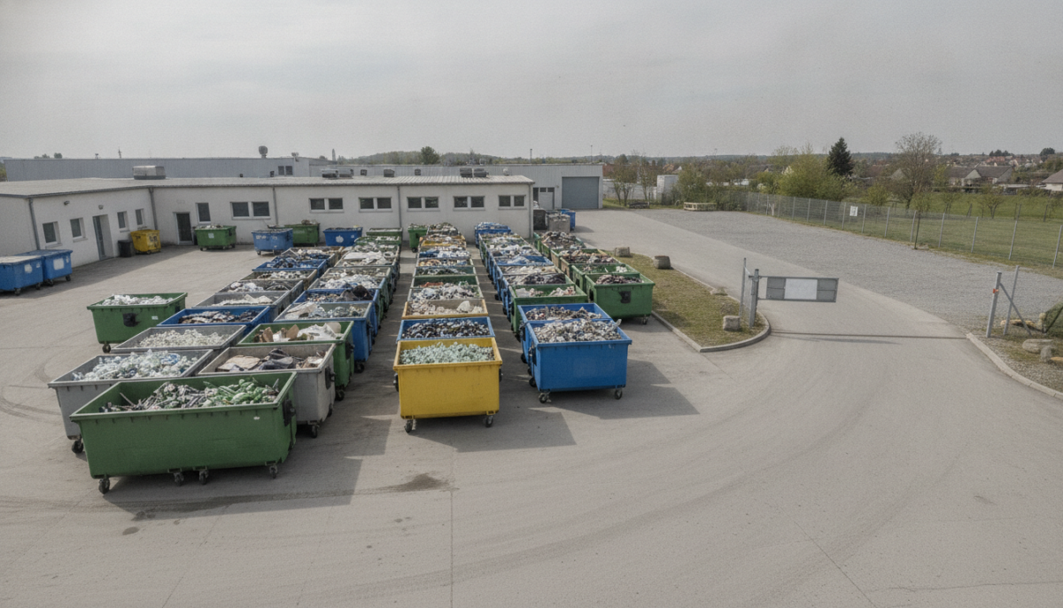 Kommunaler Recyclinghof mit Containern