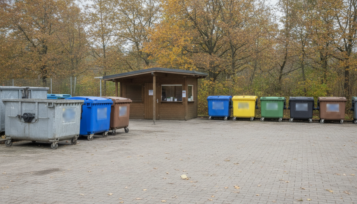 Kommunaler Recyclinghof mit Containern