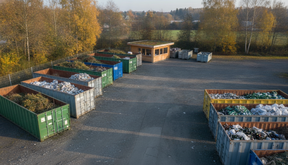 Kommunaler Recyclinghof mit Containern