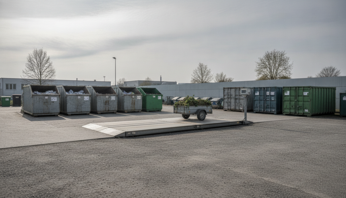 Kommunaler Recyclinghof mit Containern