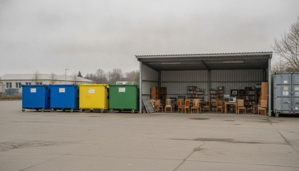 Kommunaler Recyclinghof mit Containern