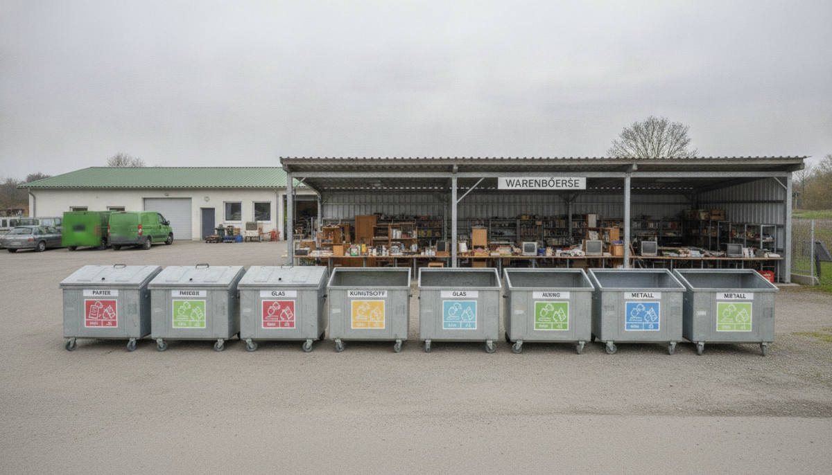 Kommunaler Recyclinghof mit Containern