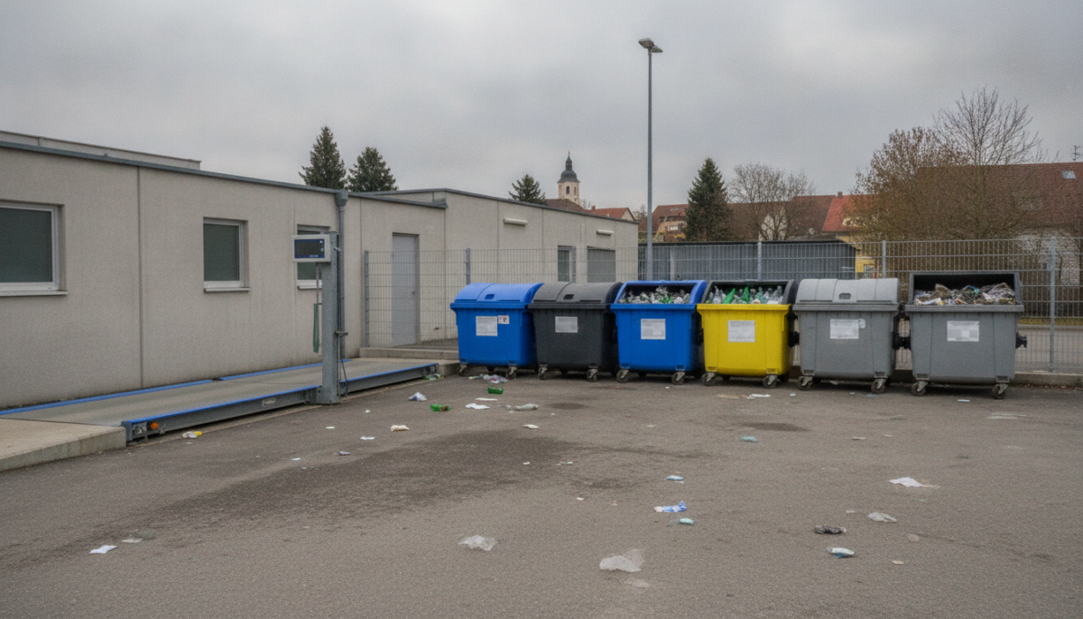 Kommunaler Recyclinghof mit Sammelcontainern
