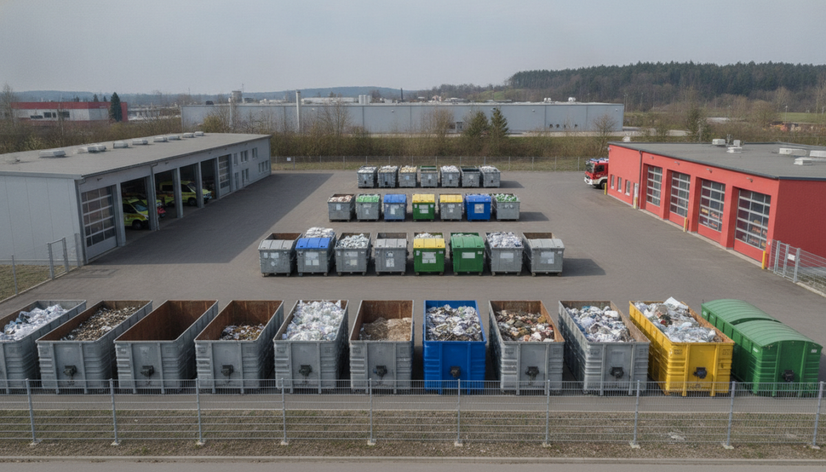 Kommunaler Recyclinghof mit Wertstoffcontainern
