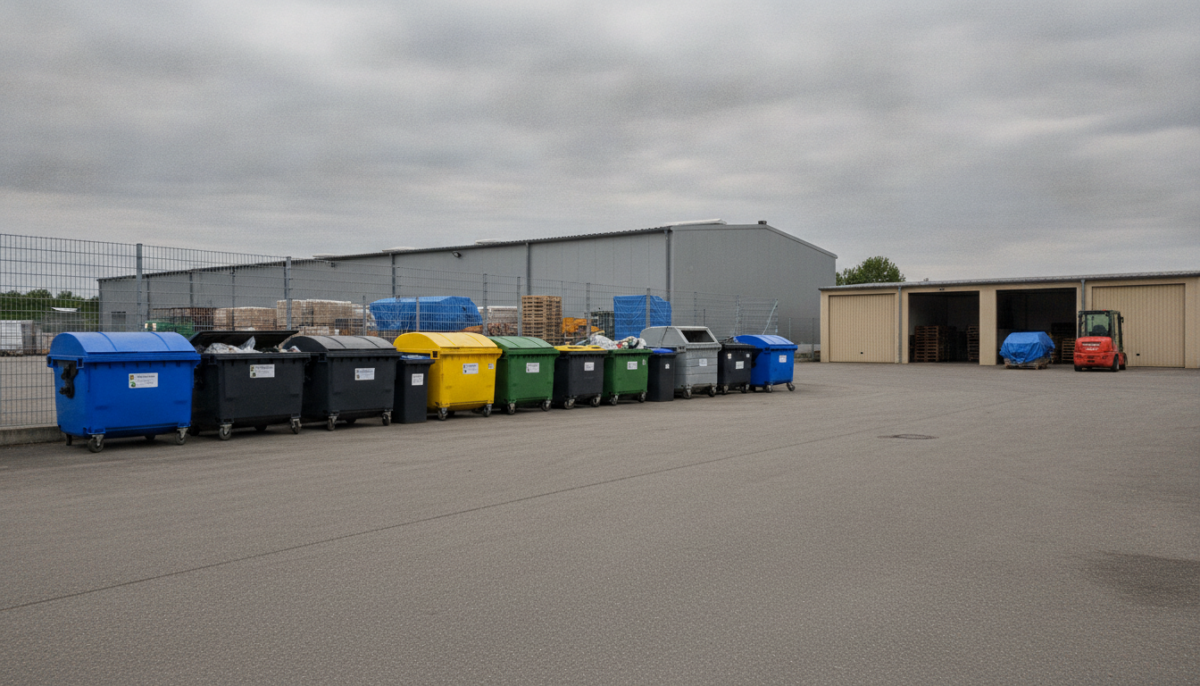 Kommunaler Recyclinghof mit Wertstoffcontainern