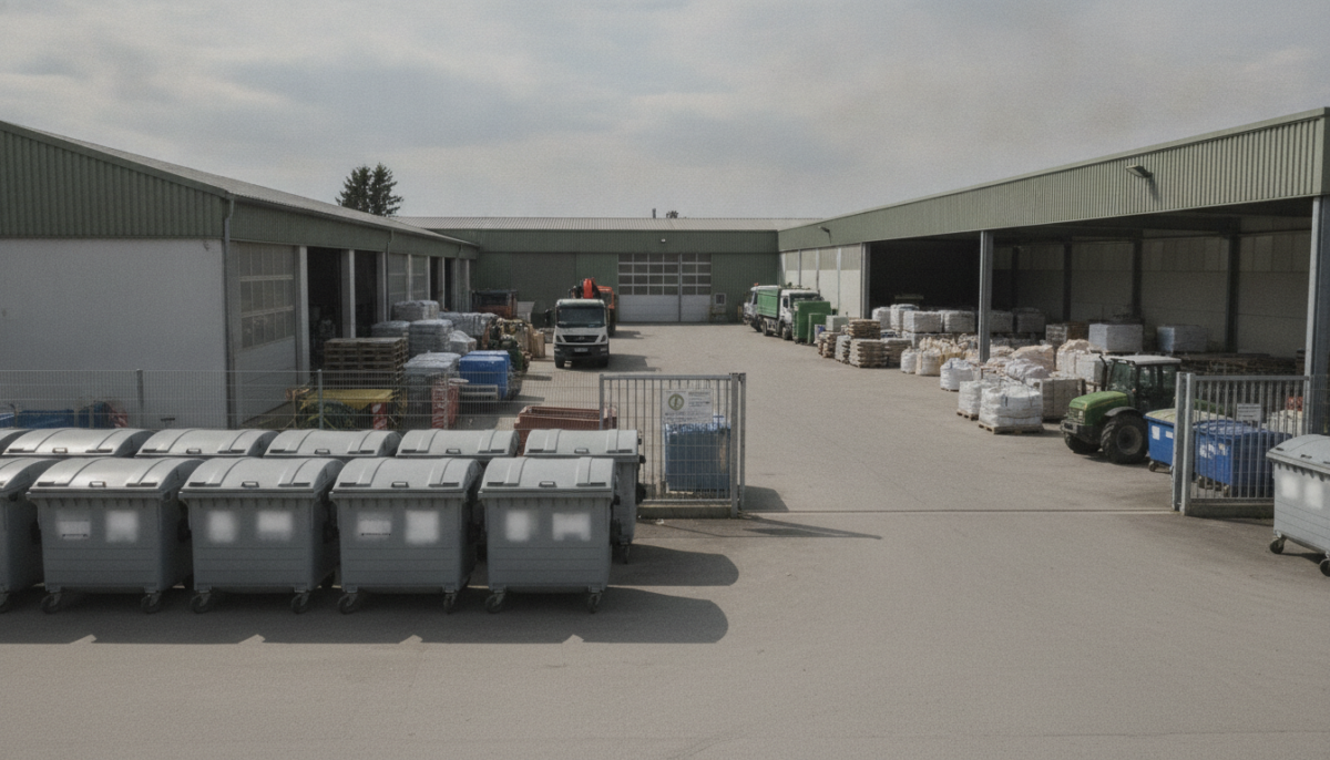 Kommunaler Recyclinghof mit Wertstoffcontainern