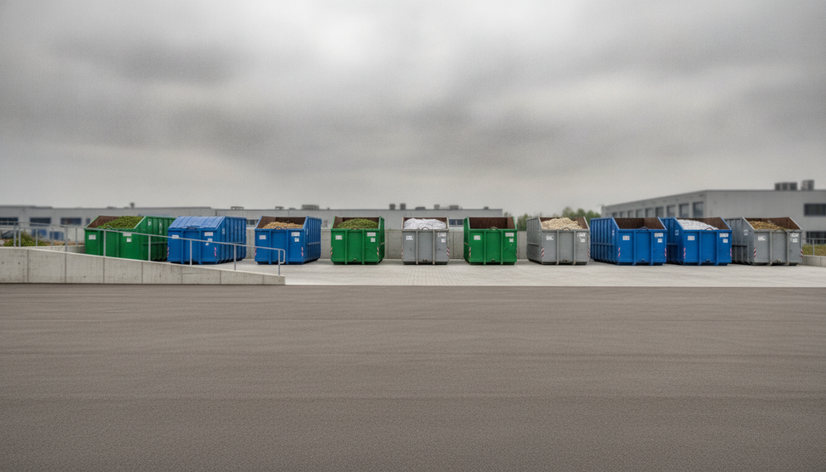 Containerreihe auf einem kommunalen Wertstoffhof
