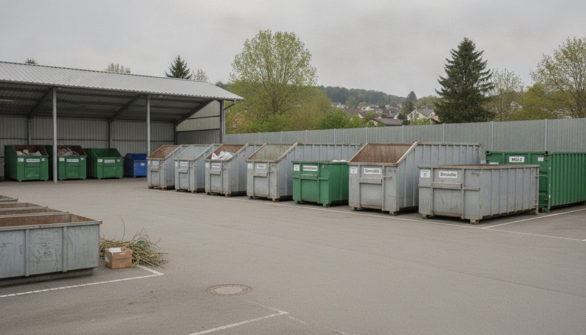 Kommunaler Wertstoffhof mit Containern