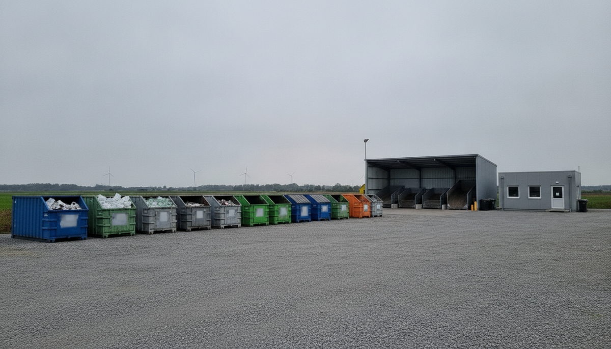 Kommunaler Wertstoffhof mit Containern und Annahmestelle