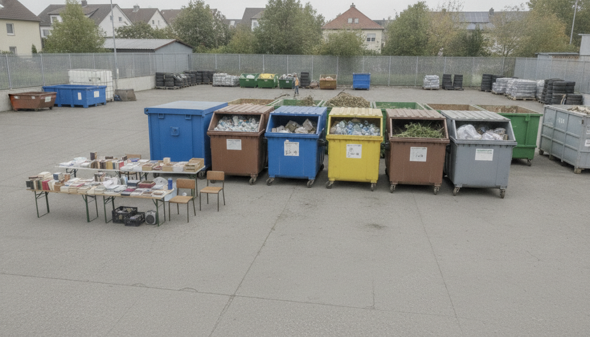 Kommunaler Wertstoffhof mit Containern