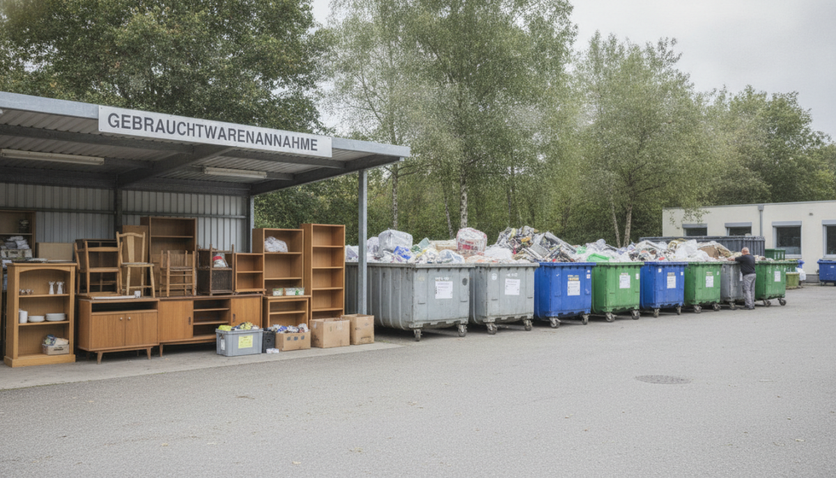 Kommunaler Wertstoffhof mit Containern