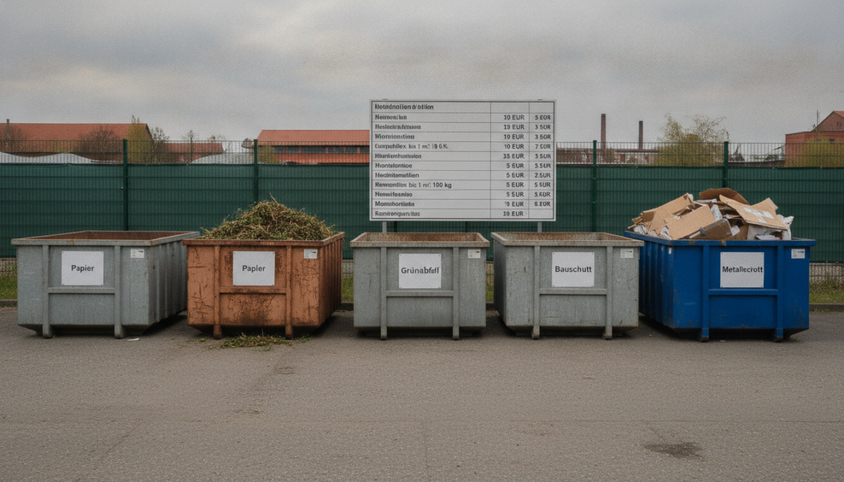 Kommunaler Wertstoffhof mit Containern