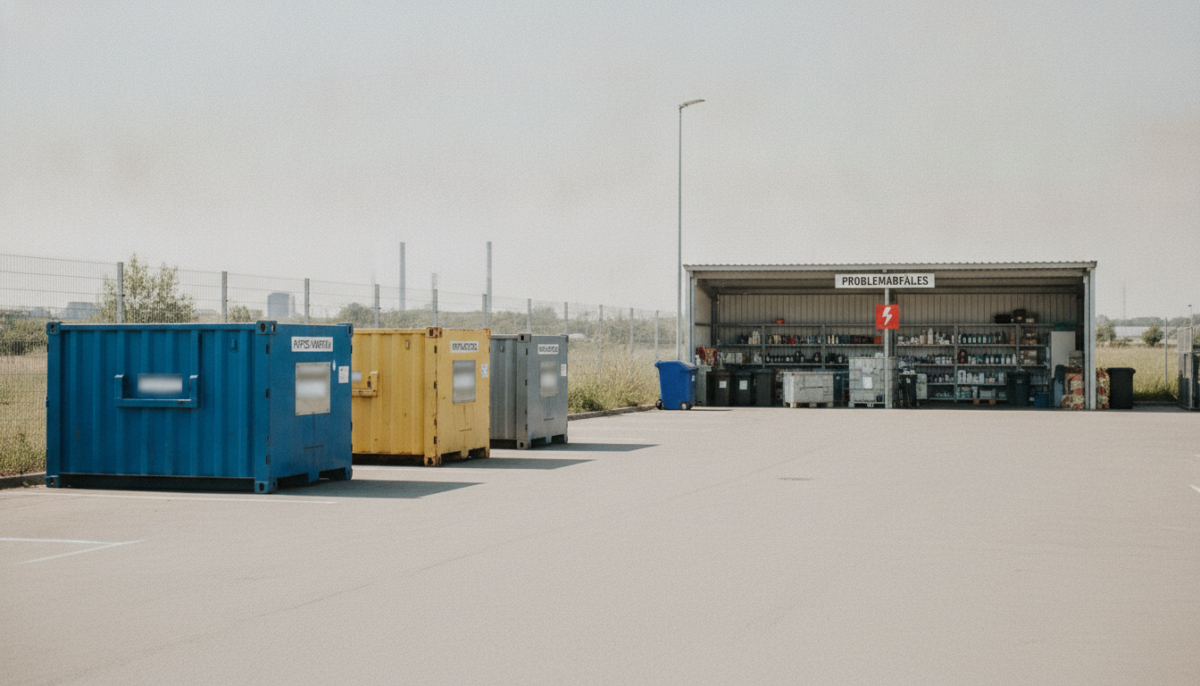 Kommunaler Wertstoffhof mit Containern