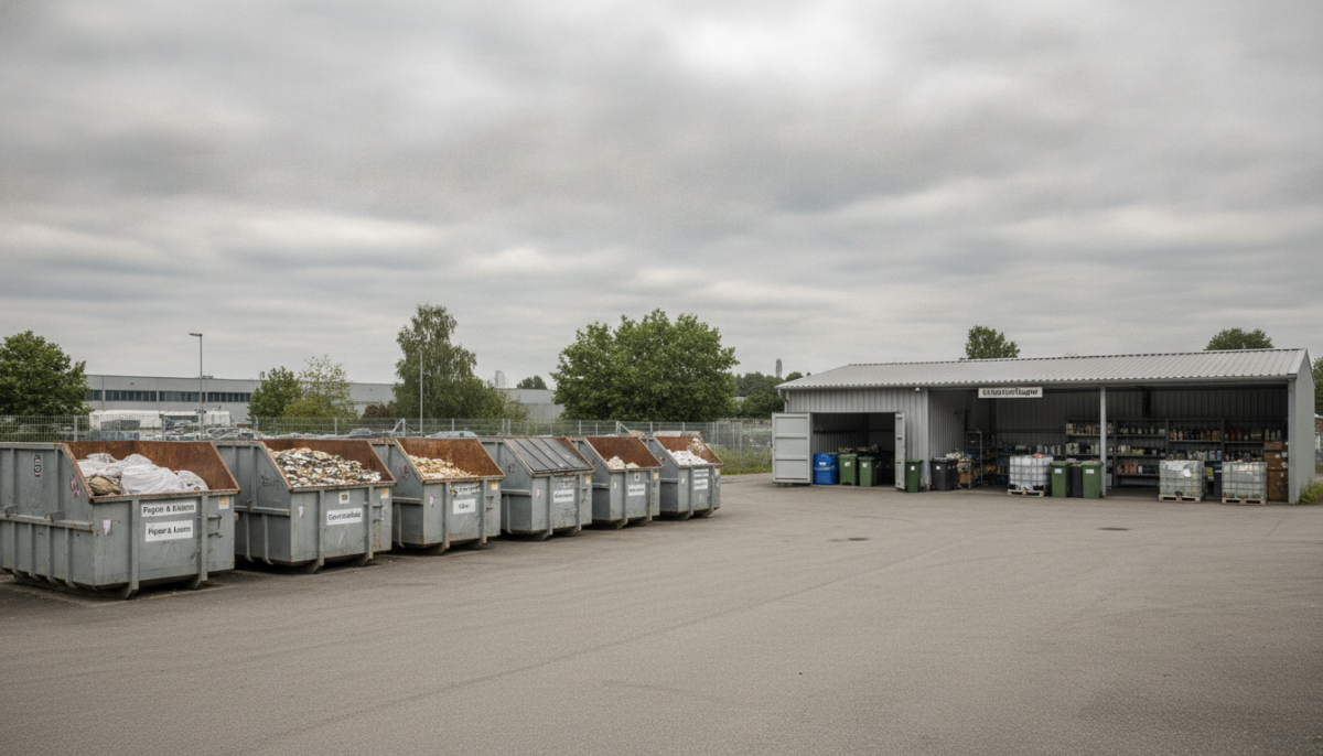 Kommunaler Wertstoffhof mit Containern